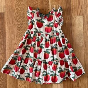 Pink Chicken Red and Green Apple Dress